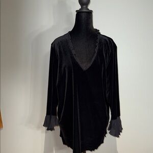 Impressions Black Camisole with Ruffle Trim